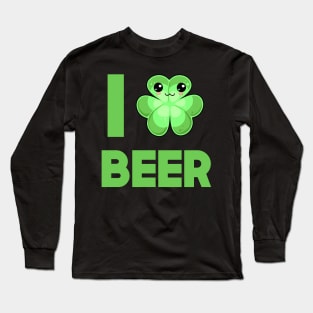 St Patricks Day I Clover Beer Kawaii Cute Long Sleeve T-Shirt